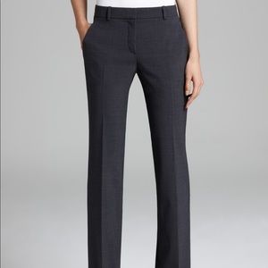 Theory Dark Grey Emery Wide Leg Wool Dress Pants 6
